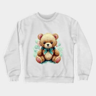 Teddy Bear around Flowers: Scattered Watercolor in Pastel Colors Crewneck Sweatshirt